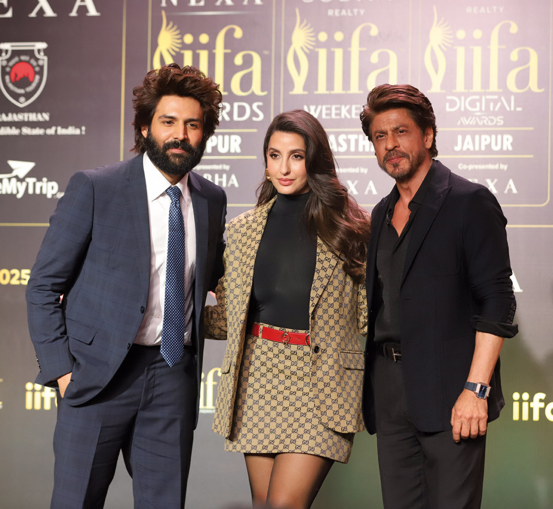 IIFA Presse Konferenz mit Kartik Aaryan, Norah Fatehi und Shah Rukh Khan.